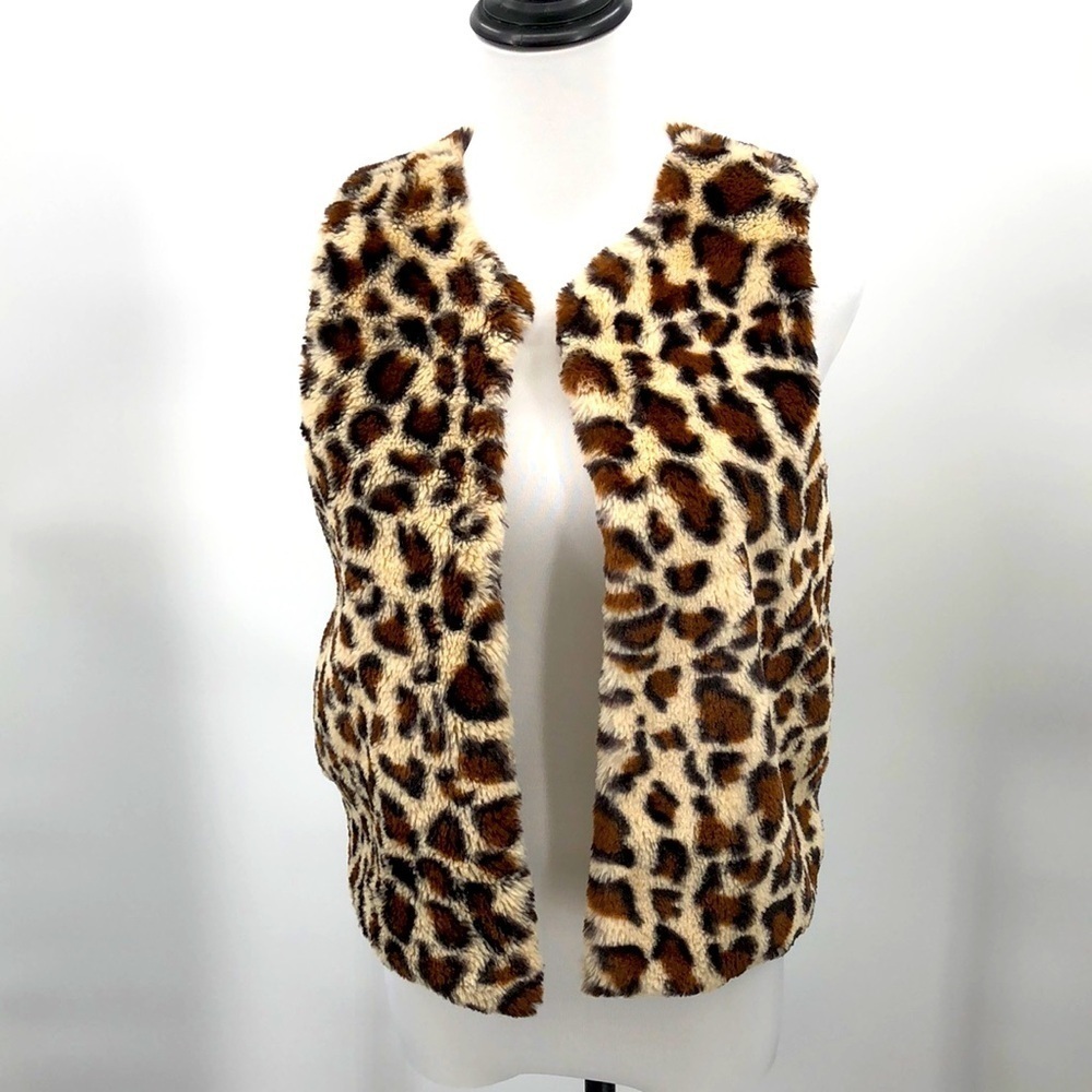 3/$25 Max + Riley Faux Fur Soft Cheetah Animal Print Vest Size 14 (L)